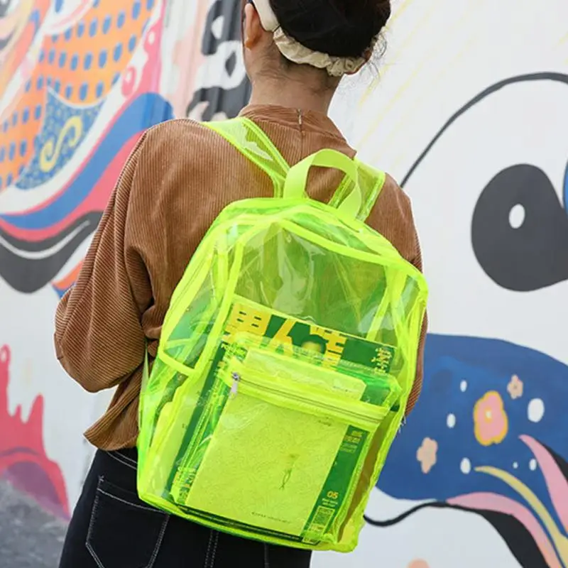 

New Waterproof Backpack Transparent PVC School Bags for Teenage Girls Shoulder Bag Student Fashion notebook backpack