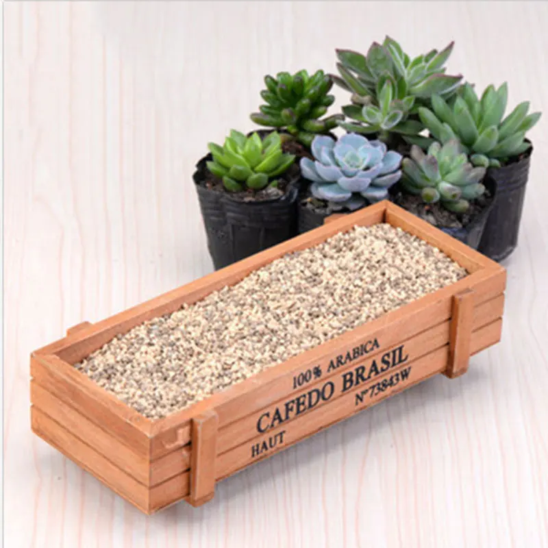 Por Rectangular Garden Pots Rectangular Meat Plant Wooden Flowerpots Multi Combination Retro Creative Box Gardening Potted Products