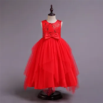 

Princess Girl wear Sleeveless Bow Dress for birthday party Toddler Costume Christmas Formal Sequins vestidos infant
