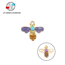Dijes de abeja esmaltado joyería DIY accesorios colgantes pendientes hechos a mano pulsera collares fabricación de componentes Material 10 unids/lote(China)