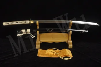 

Handmade Japanese samurai sword katana T10 Carbon steel Burning blade Alloy tsuba Shark skin Actual combat Sharp