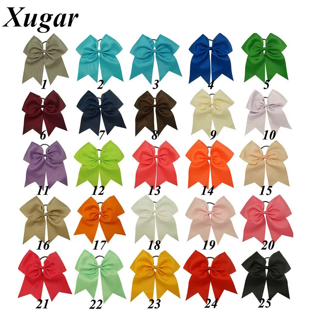 

1 PC 7" Handmade Solid Ribbon Cheer Bow For Girls Kids Boutique Large Cheerleading Hair Bows Children Hair Accessories