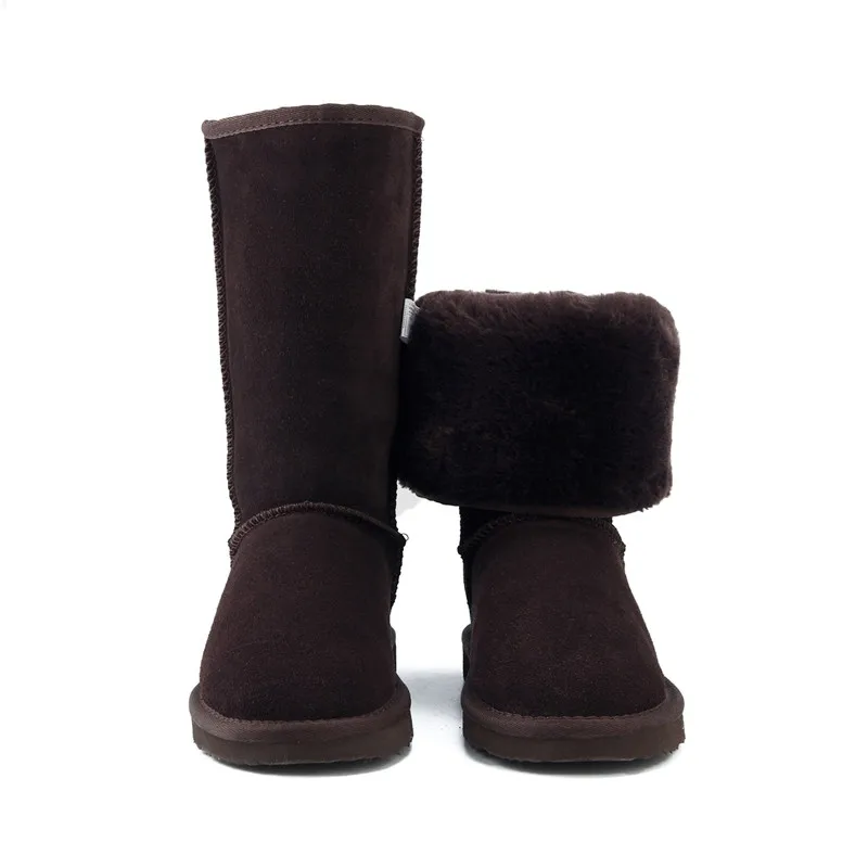 JXANG/модные женские зимние ботинки; Классические австралийские теплые женские зимние ботинки из высококачественной натуральной кожи; botas mujer; размеры 34-44 - Цвет: Chocolate
