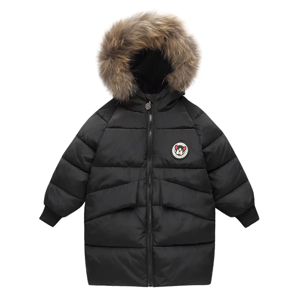 

Kid Baby Girl Boy Winter Warm Hooded Long Coat Dog Pattern Cloak Down Jacket With Fur Cap Thick Outerwear Manteau Fille Clothes