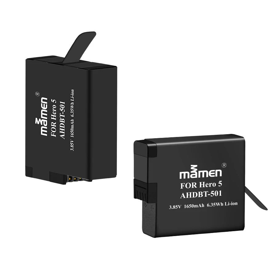 Mamen 2шт 1650mAh Gopro AHDBT 501 Спортивная цифровая камера батарея для GoPro Hero 5 6 7 Черный Белый Спорт Экшн камера батареи