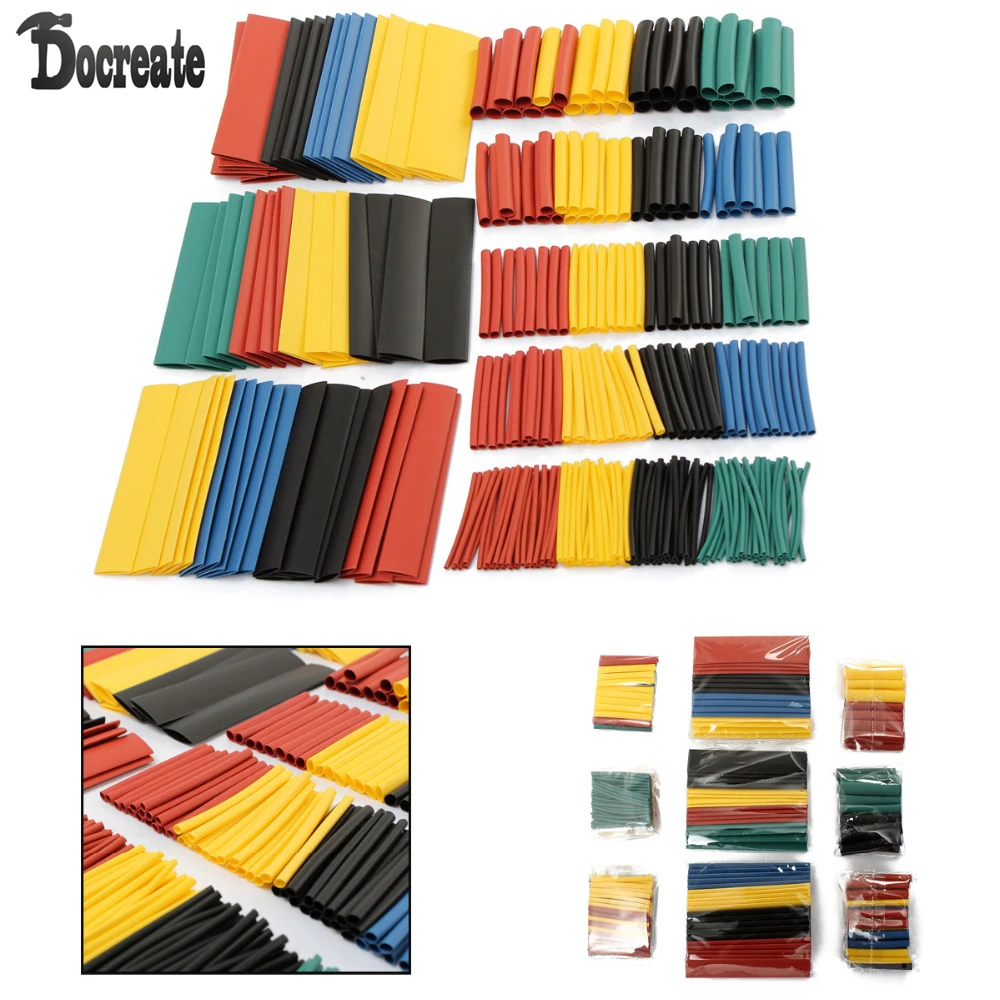 

328pcs Assorted Heat Shrink Tube 5 Colors 8 Sizes Tubing Wrap Sleeve Set