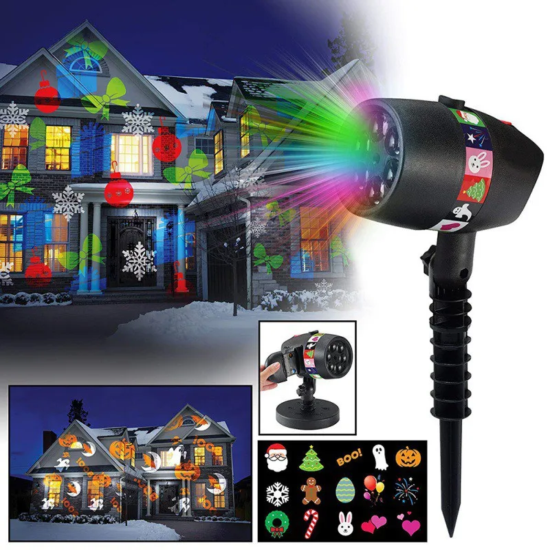 

Outdoor Flood Lights Courtyard Christmas Halloween Projection Lamp Slide Show Light For New Year Holiday New