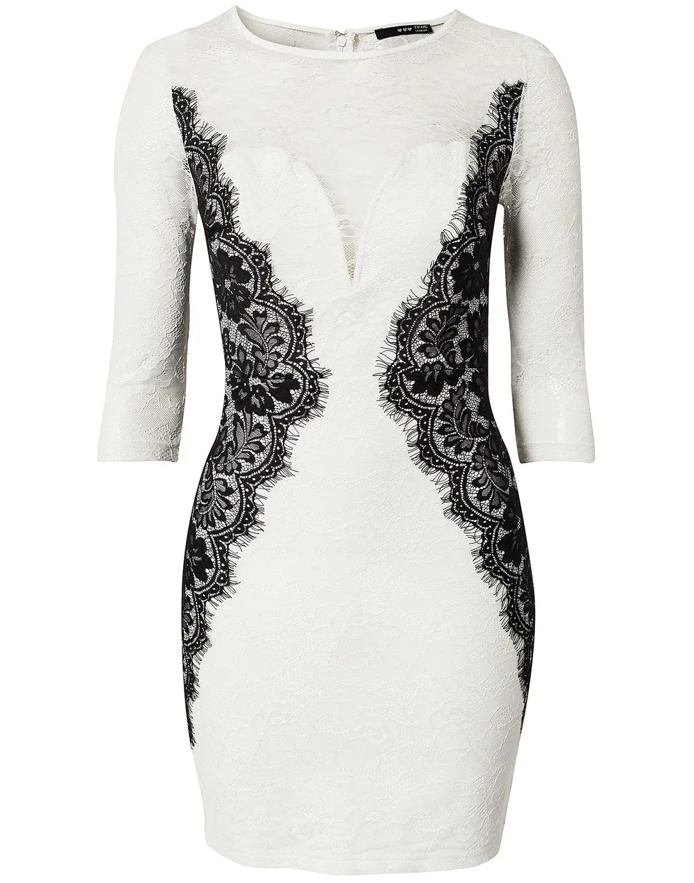 DHL ML17948 черно-белое сексуальное кружевное короткое платье средней длины с длинным рукавом Прозрачный Лоскутное Платье для девочек, Vestidos De Fiesta, платье