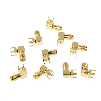 

10 Pcs/1 Set Female Connector RP-SMA Female Jack Plug SMA-KWE Right Angle Thru Hole PCB Mount Connector