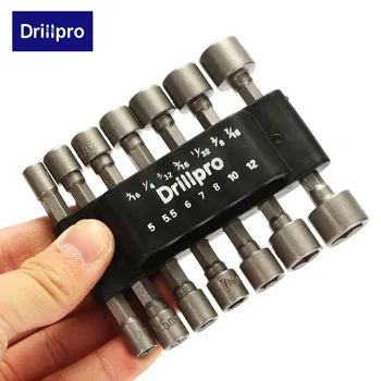 

Drillpro 14pcs Power Nut Driver Set Dual Metric & Standard Sae 1/4" Shank Screwdrivers Nutdrivers Nut Driver Socket Bits Drill