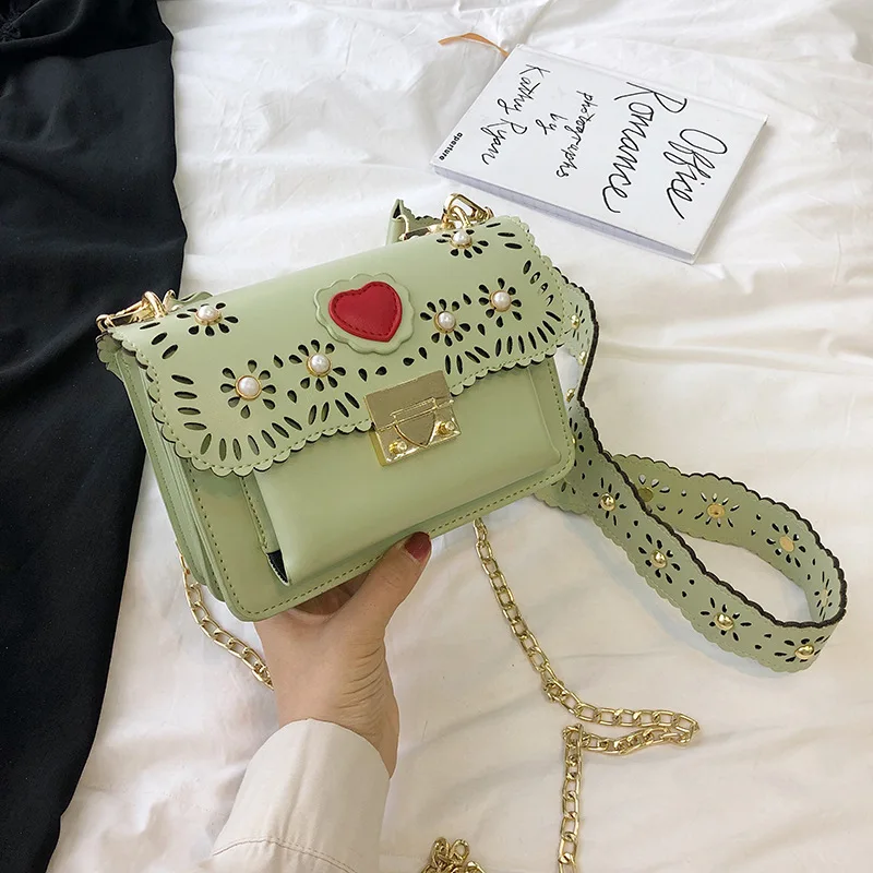 

Luxury High Quality Pu Leather Bag Korean Fashion Bag Female Love Hollow Out Shoulder Bags For Women 2019 Crossbody Flap Bags