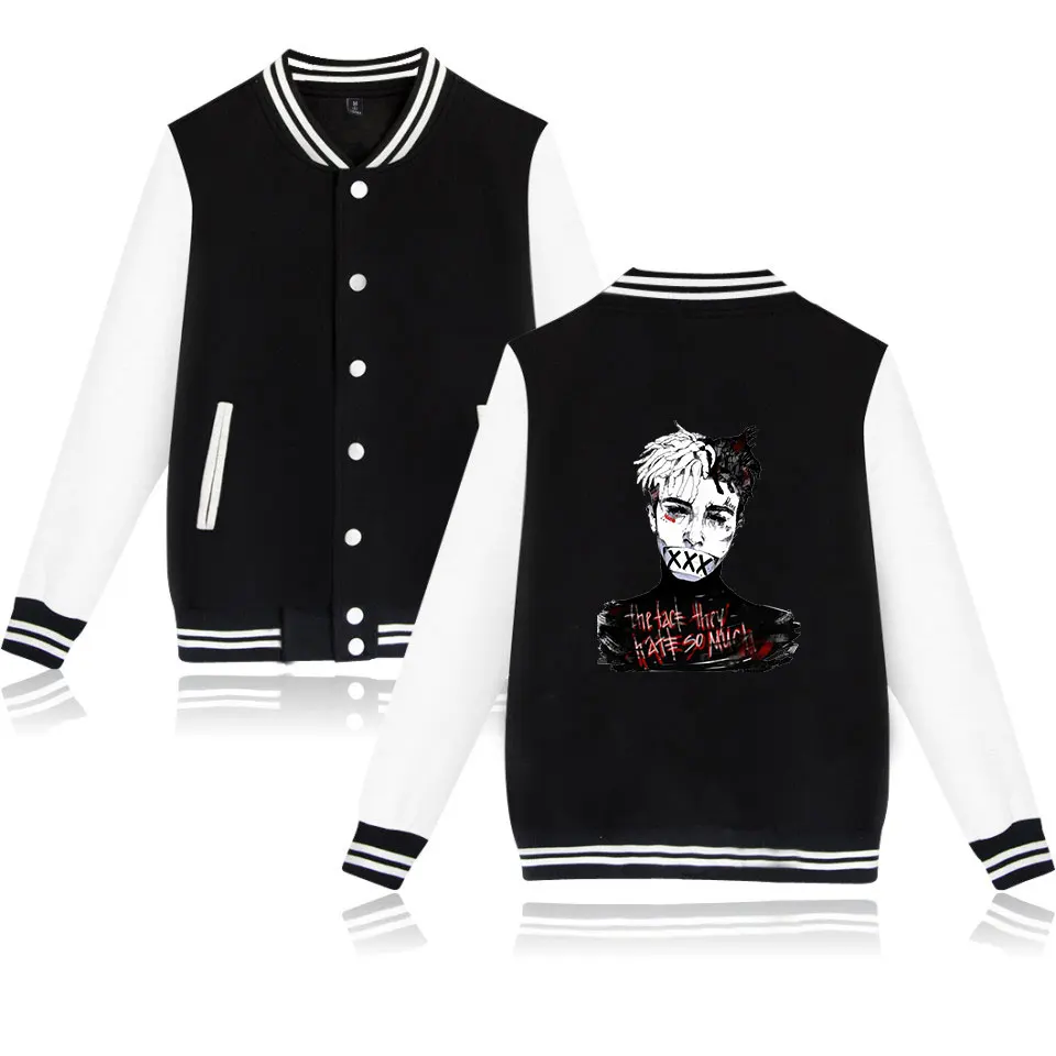 

Xxxtentacion Jacket Hip Hop Collage Style Long Sleeve Baseball Jackets Men Fashion Printed streetwear Bomber Jacket Xxxtentacion