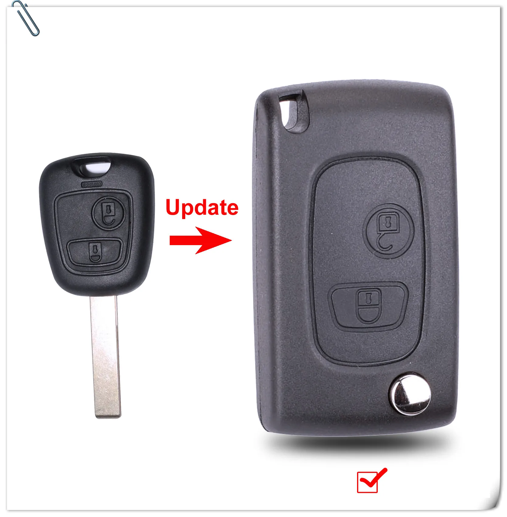 Keyforkess modificato Flip pieghevole chiave a distanza Shell misura per PEUGEOT 307 607 207 407 2BTN portachiavi Fob VA2/HU83 lama -