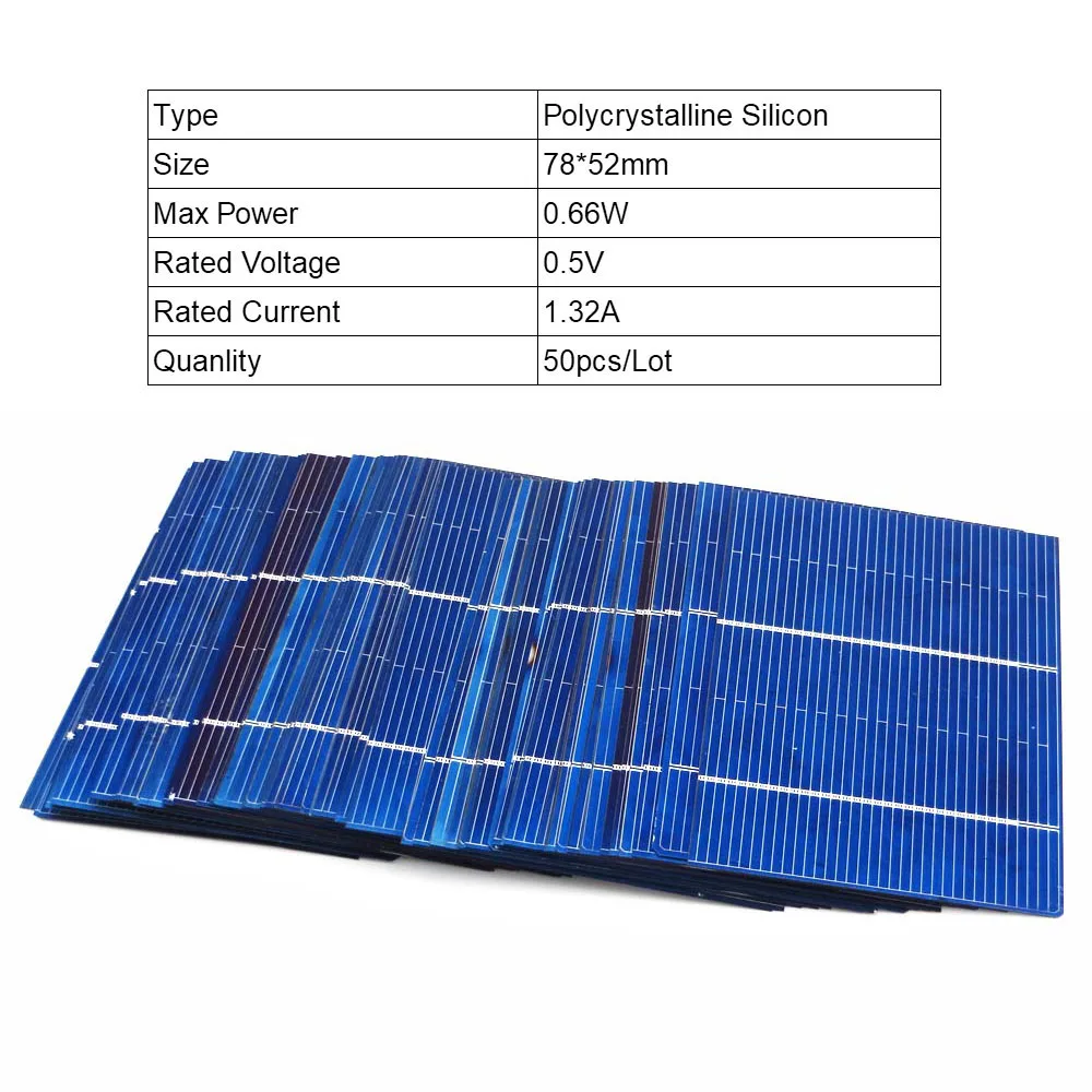 50 шт. x Солнечная панель Painel Cells 125 156 DIY зарядное устройство из поликристаллического кремния Sunpower solar Bord 78*26 мм 78*77 мм 39*39 мм 52*52 мм
