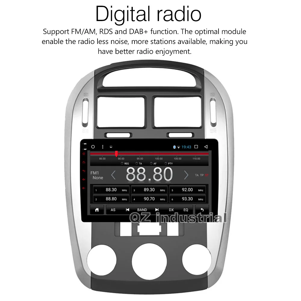 Flash Deal QZ industrial HD 9" 8 Core Android 8.1 T8 car dvd player For KIA Cerato 2004-2008 With GPS 3G 4G WIFI Radio BT SWC RDS Navi Map 5