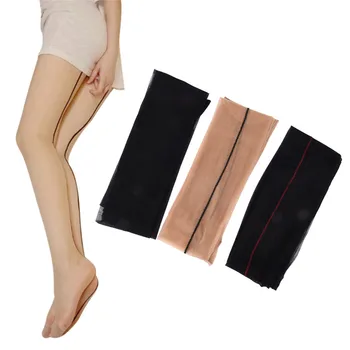 

Women Seam Sexy Stockings Female Skin Thigh High Stocking Ultra Thin Transparent Pantyhose Black