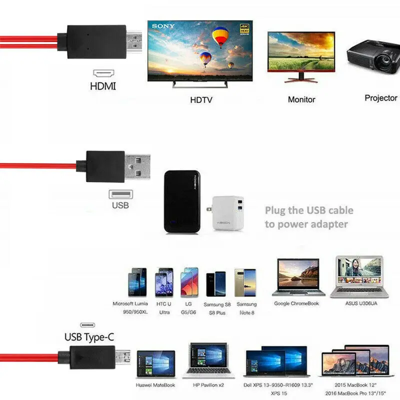 

New Arrivals MHL Micro USB to HDMI 1080P HDTV Adapter Out Lead Smart Connect Cable Cell Phone TV