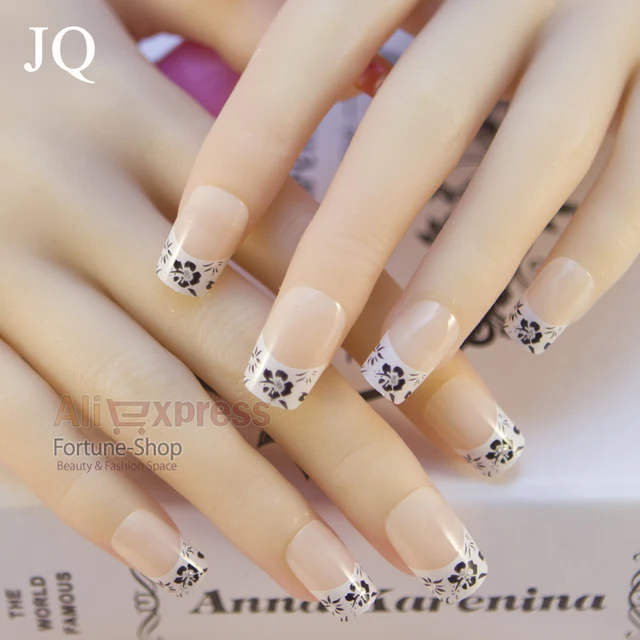 Jq 24pc Set Nail Tips Pre Designed False French Acrylic Jq 24pc Set Nail Tips Pre Designed False French Acrylic Nails Come