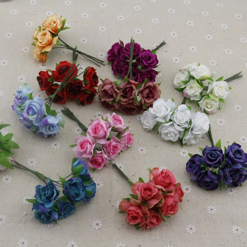 6pcs rose artificial flowers for wedding car decoration handicraft DIY bride bouquet home Decorative silk wreath Party Supplies 6pcs rose artificial flowers for wedding car decoration handicraft DIY bride bouquet home Decorative silk wreath Party Supplies