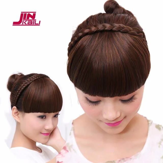 Bun With Braiding Hair And Bangs