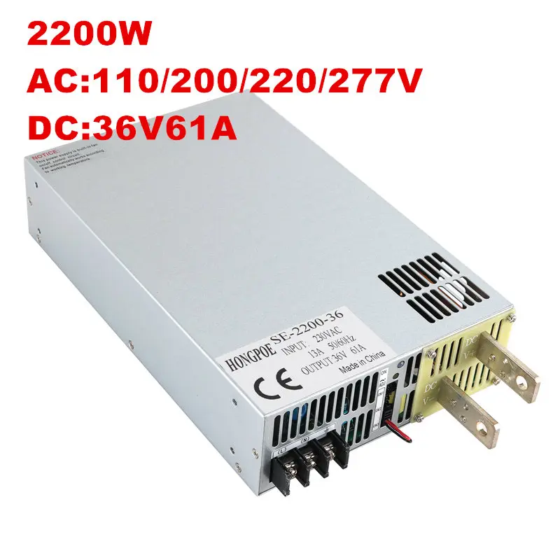 2200 W 61A 36 V блок питания 36 V Analog 0-5 V Аналоговый контроль сигнала 0-36 V Регулируемый источник питания 36 V 61A SE-2200-36