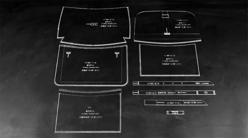 WUTA 861 набор акриловых узоров PMMA шаблон для резки кожевенное Ремесло модель для DIY женская сумка-мессенджер женский клатч сумка через плечо - Цвет: 861 Acrylic Template