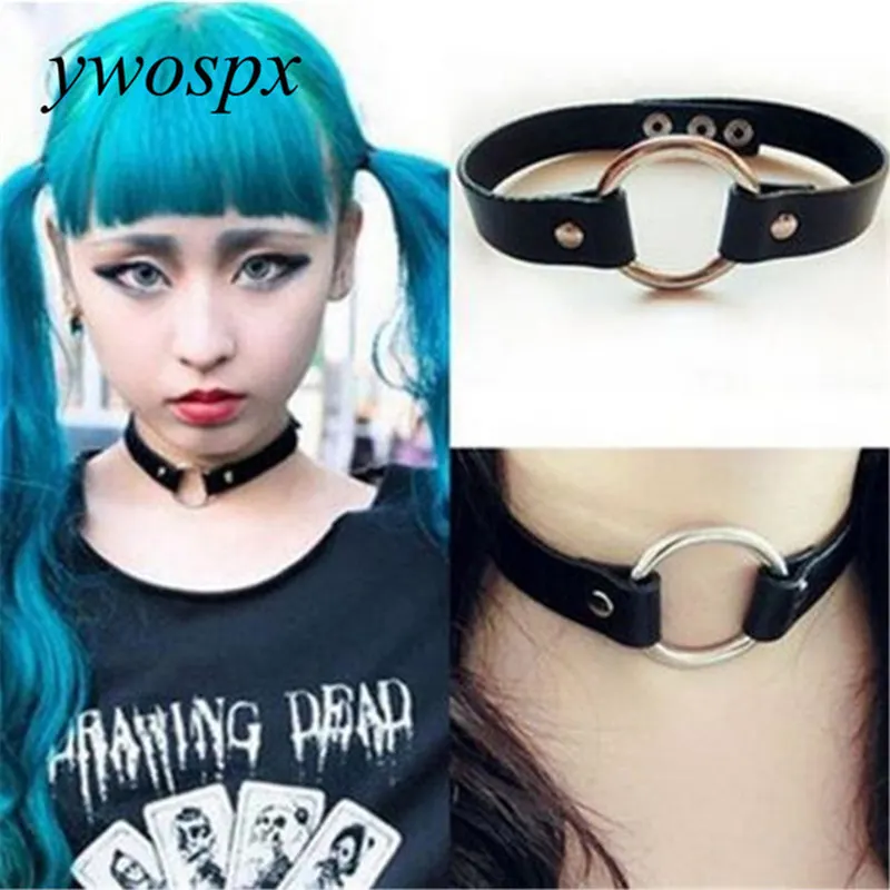 

Charm female choker Necklace Trendy Stainless Steel Round Chokers Necklaces Colorful Leather Buckle Belt Jewelry for Women Colar