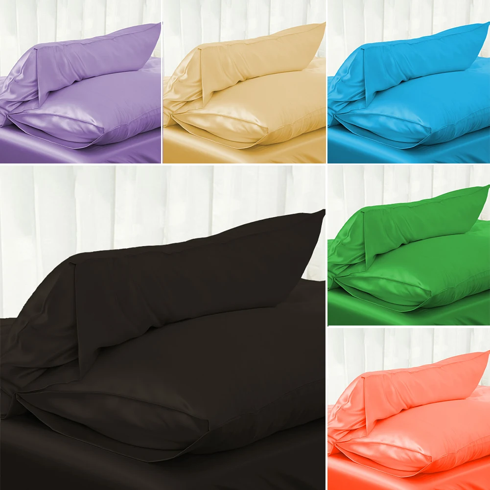 

Whole Sale 1PC Pure Emulation Silk Satin Pillowcase Single Pillow Cover Multicolor Pillow Case Drop Shipping