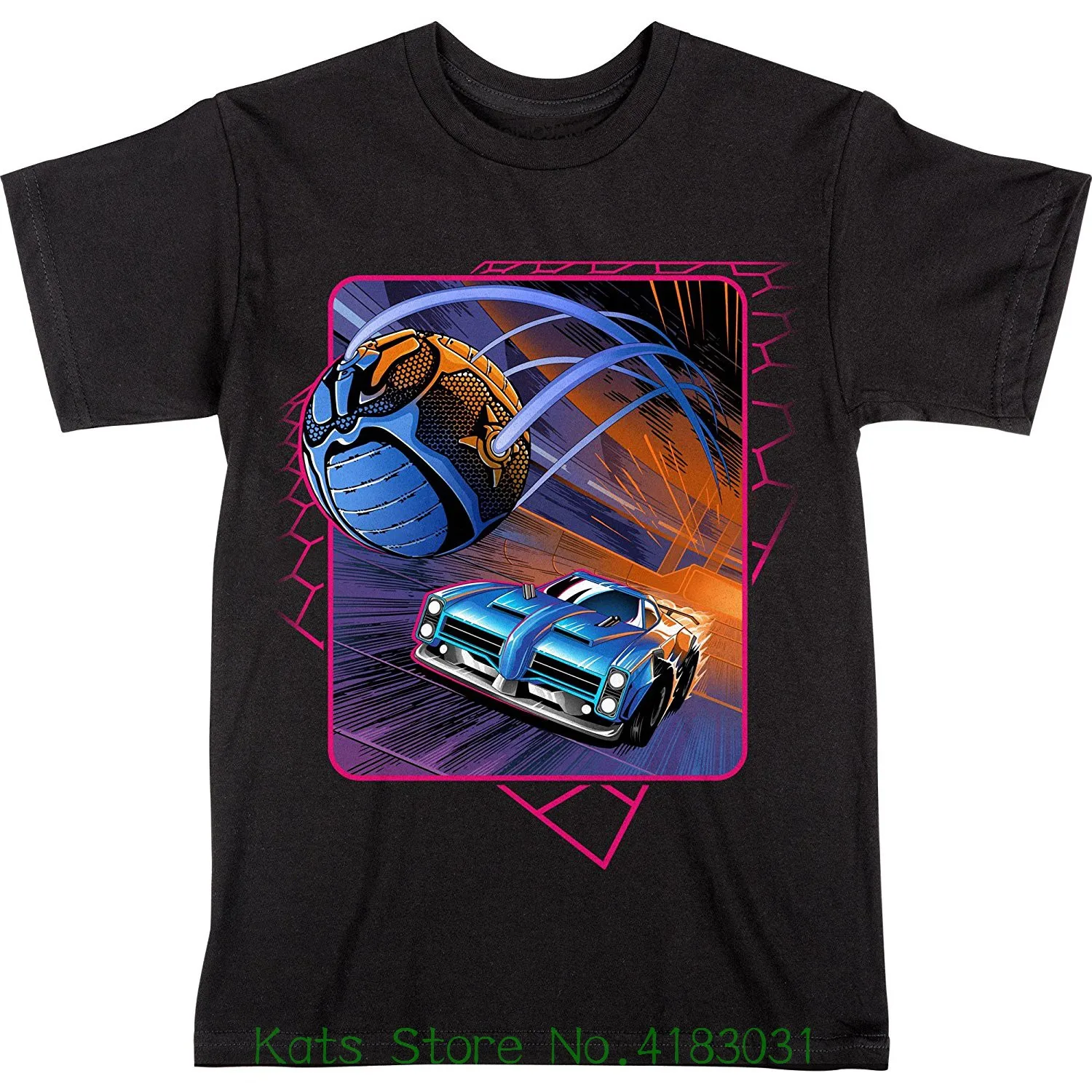Rocket League Big Boys' Neon Cover Premium Cotton T shirt Novelty Cool