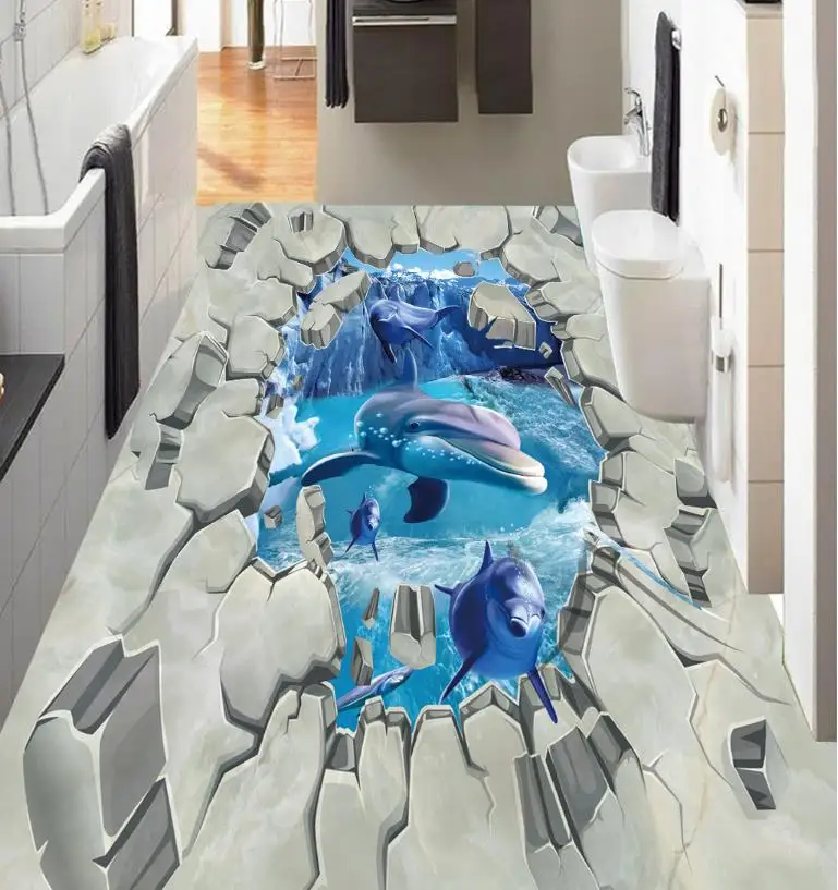 

3D Wallpaper Murals 3D Floor Painting Customize Snow Mountain Bathroom Kitchen Walkway 3D Flooring Background Wallpapers