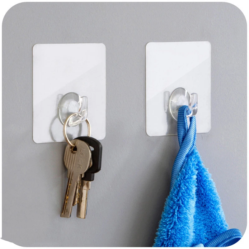 

1/6/10PCS Anti-skid Strong Sticking Wall Hook Hanger Kitchen Bathroom 2KG Transparent Seamless Adhesive Hook Waterproof Dropship