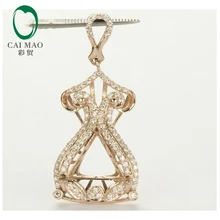 11.5×11.5×12.5mm Trillion Cut Solid 14k Rose Gold Natural Diamond Semi Mount Pendant