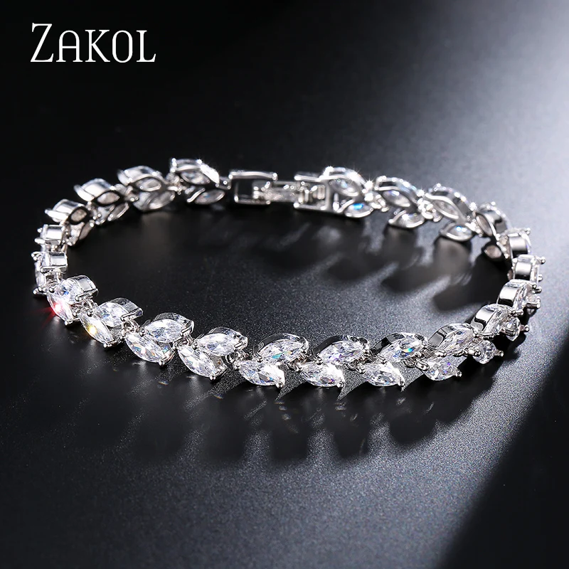 

Feilang Brand Women White Gold Plated Pear & Multicolor Leaf High Quality Princess Style Bracelets (FSBP061)