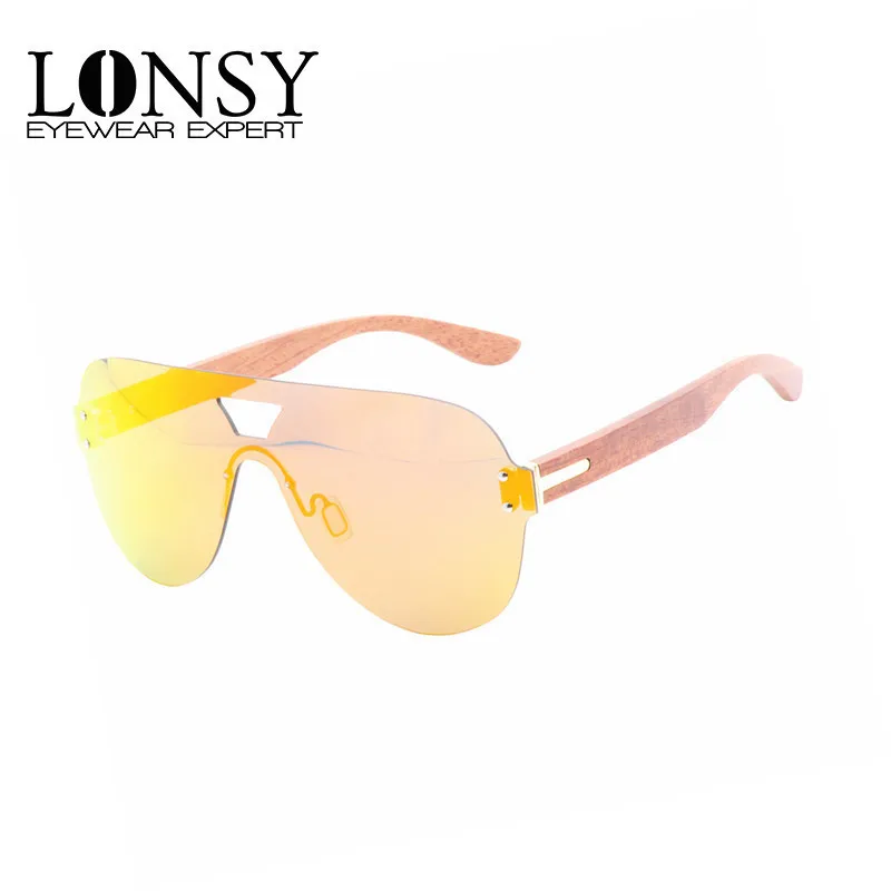 

LONSY Fashion Oversized Bamboo Wood Sunglasses Polarized Men Women Brand Designer Mirror Sun Glasses Oculos De Sol LS5039