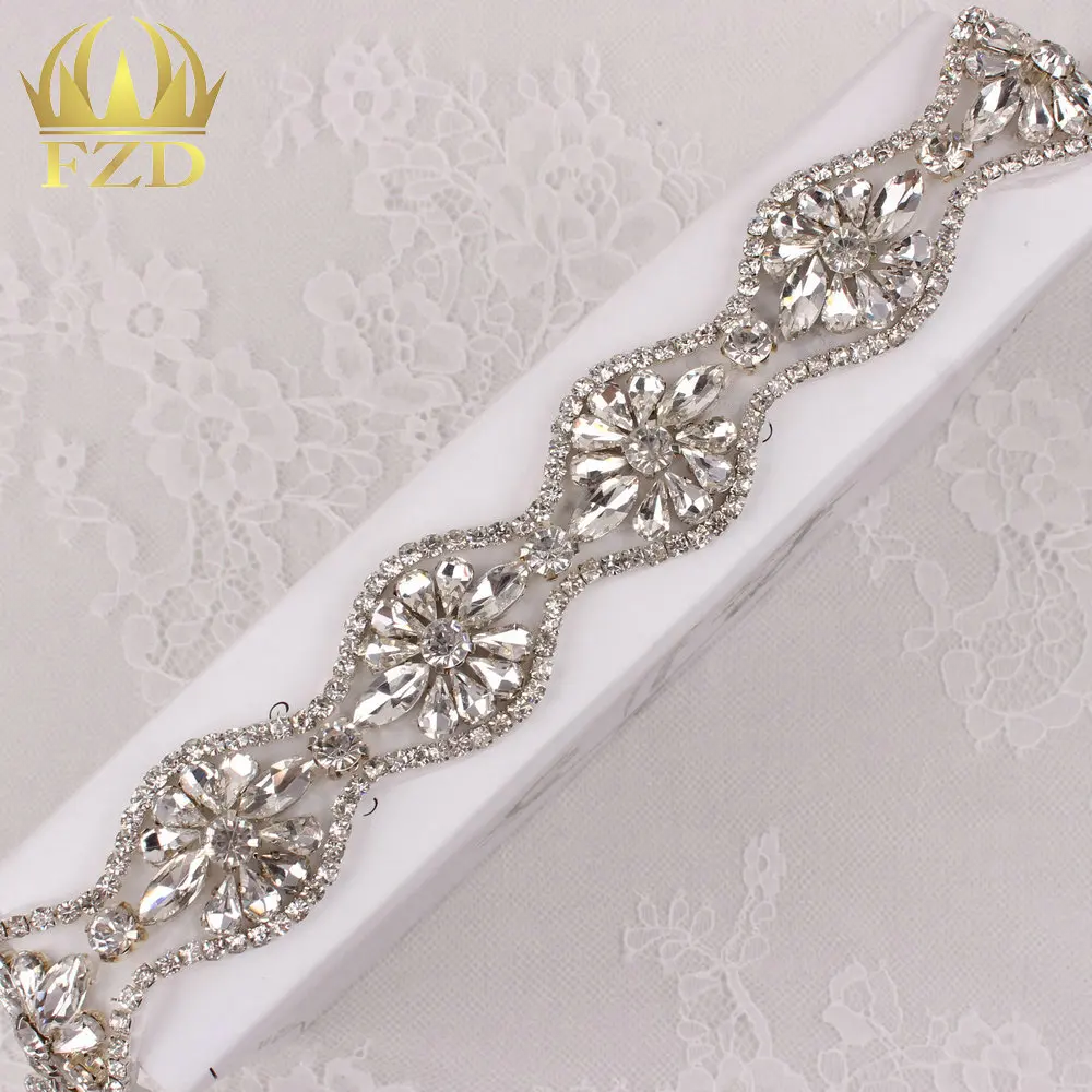 10yards Wholesale 1 Yard Sewing On Beaded Hot Fix Rhinestone Appliques font b Bridesmaid b