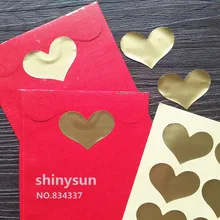 360 шт./партия, золотые наклейки в форме сердца, чашка, подарочное запечатывание коробки, наклейка для выпечки, упаковка для торта, подарочная упаковка, наклейки
