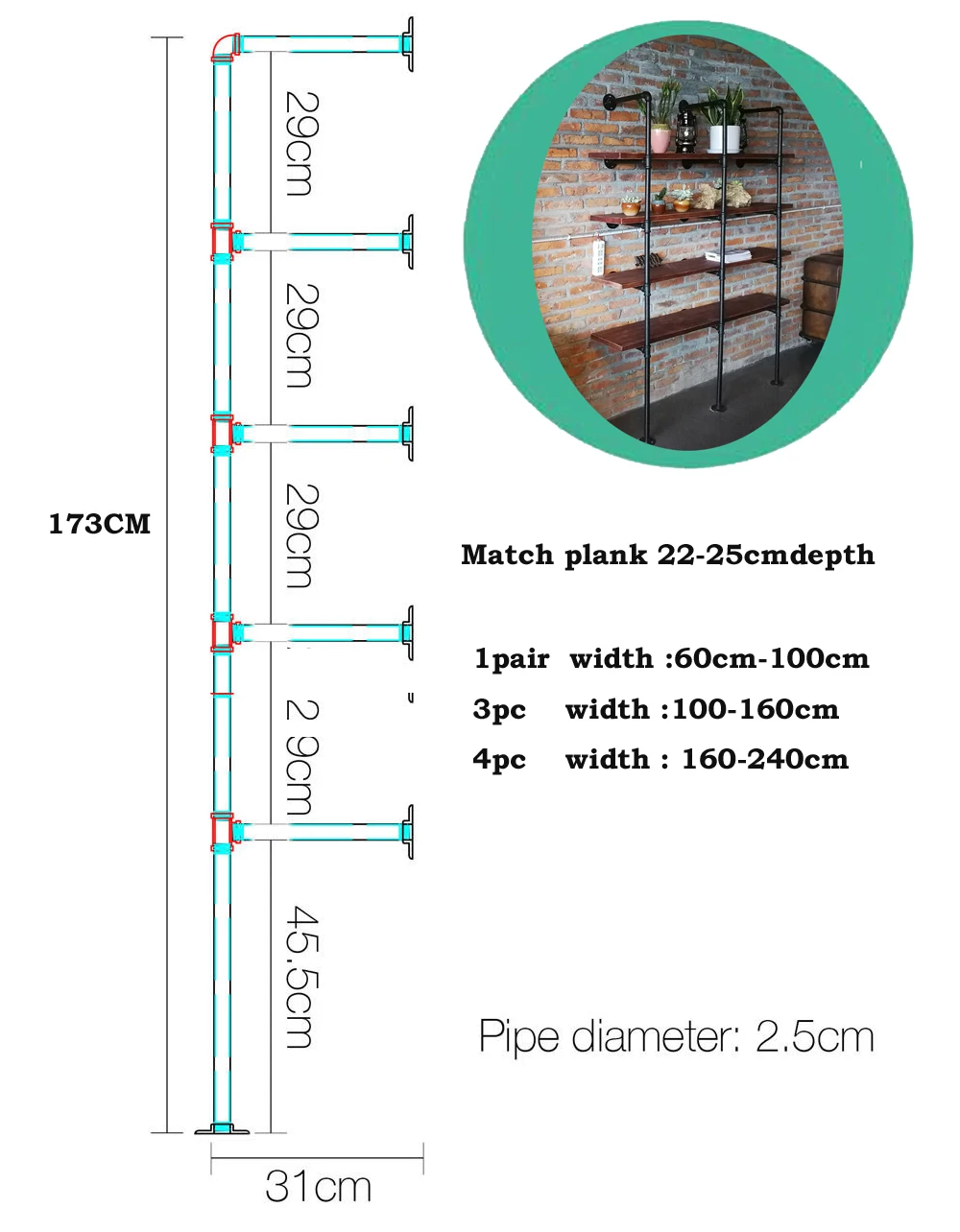 Industrial Pipe Bookshelf Standing Book Shelves Storage Set of 3pcs 5-Tier Storage Bookshelf Rack Pipe Shelf Bracket Industrial Pipe Bookshelf Standing Book Shelves Storage Set of 3pcs 5-Tier Storage Bookshelf Rack Pipe Shelf Bracket
