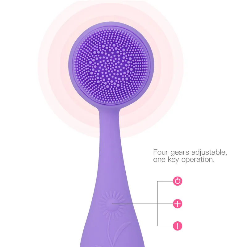 Щетка для чистки лица массажное устройство для мытья лица Очиститель глубоких пор силиконовый Вибрационный уход за кожей Аккумулятор для массажера P47