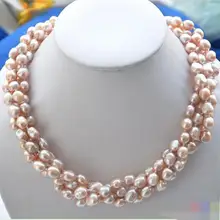 Длинные 43-45 см 4row бледно-лиловый искусственный жемчуг в стиле барокко Колье, свадебные украшения