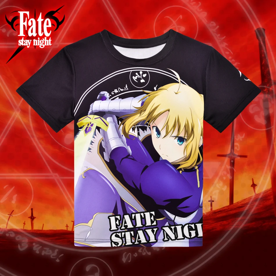 

Japanese Anime Fate Stay Night Saber T-shirt Polyester T Shirt Summer Active Otaku Men Women Clothing
