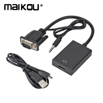 

Maikou VGA Male to HDMI Female Converter Adapter Cable With Audio Output 1080P VGA HDMI Adapter for PC laptop to HDTV Projector