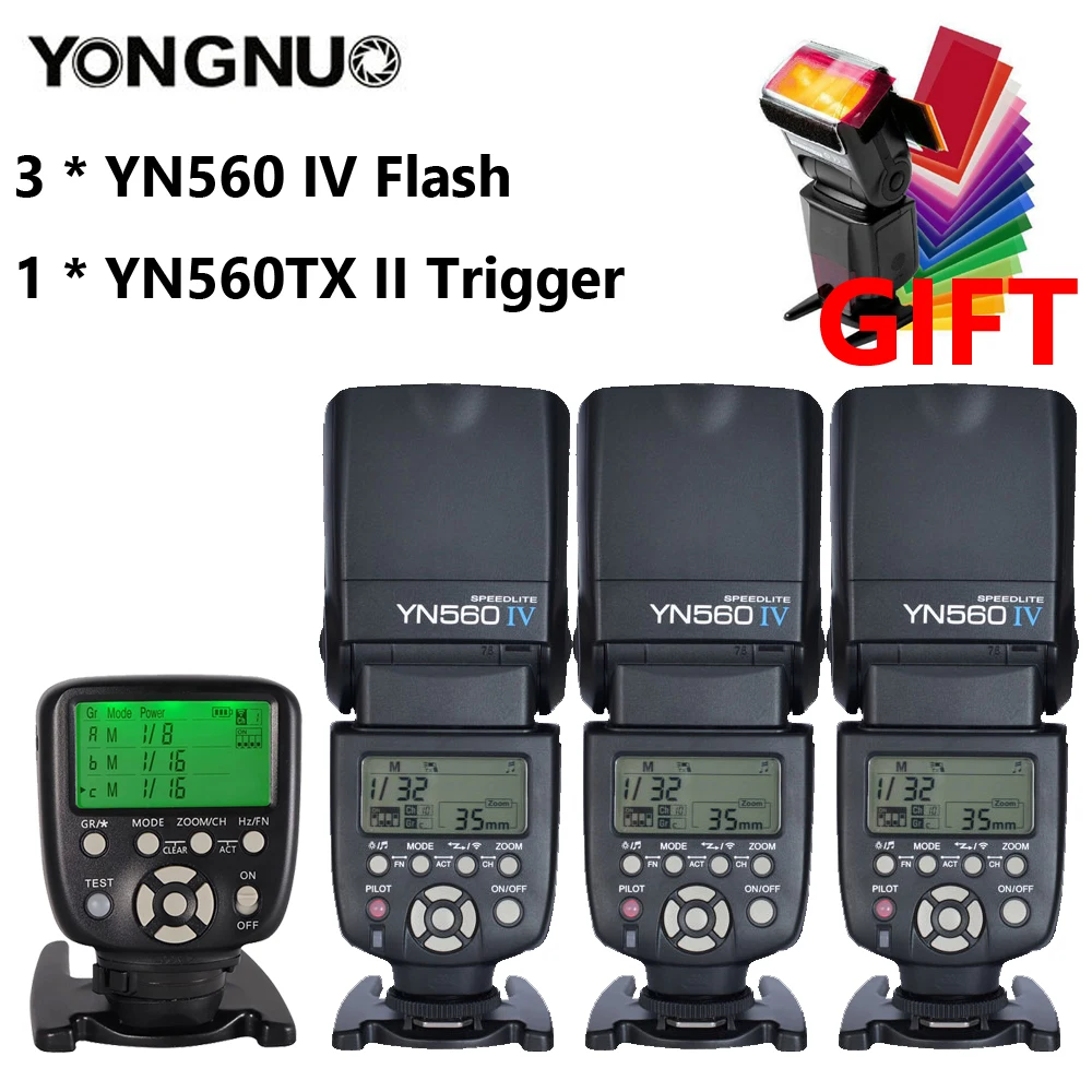 

3PCS YONGNUO YN560 IV YN560IV Speedlite For Canon Nikon + YN560TX Controller Wireless Hot shoe Universal flash Flash Trigger