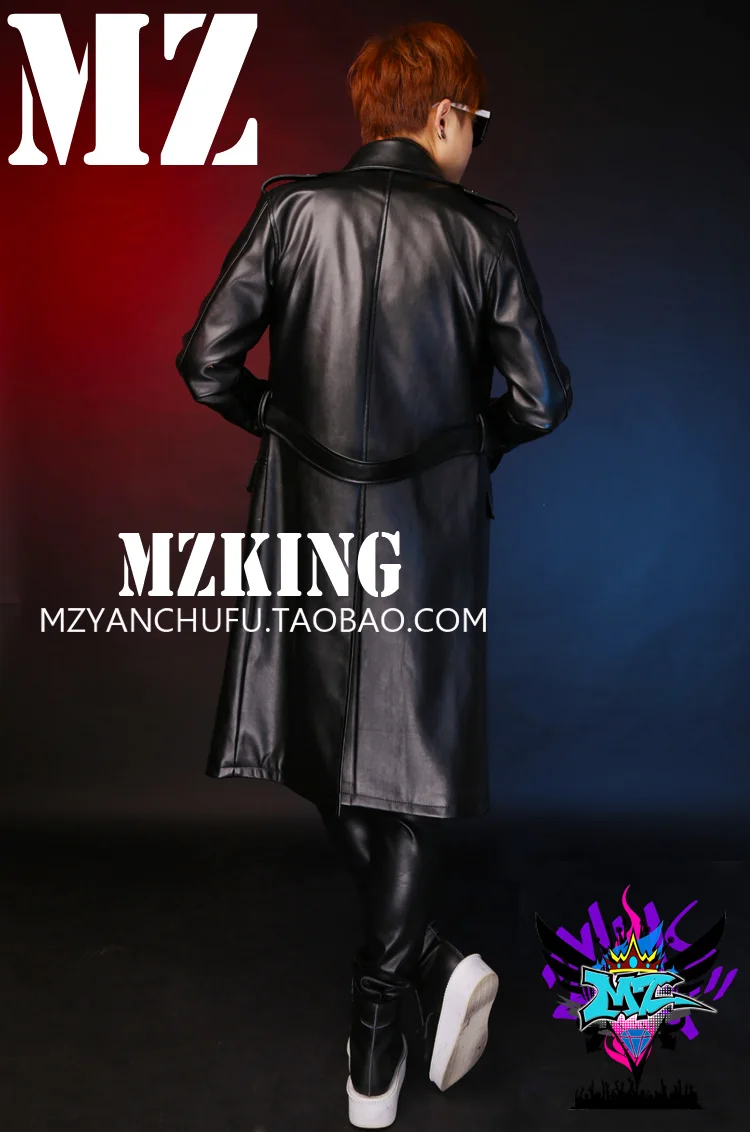 Мужской брендовый тонкий кожаный тренчкот мужское длинное пальто GD Bigbang 4XL 5XL