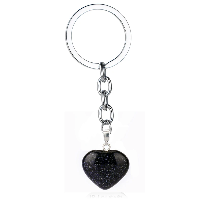 Natural Stone Keychain Crystal Quartz Healing Heart Key Chain Keyring Gifts For Women Men Friends Lovers Wedding Keyfob | Украшения и