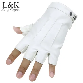 

Long Keeper Men Fingerless Gloves Fitness Gloves Wrist Half Finger Glove For Dance Party Show Adult Fingerless Mittens Male Luva