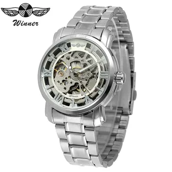 

Top Brand Winner Watches Men Luxury Gold Silver Skeleton Mechanical Watch Men's Fashion Steel Band Wristwatches Montre Homme