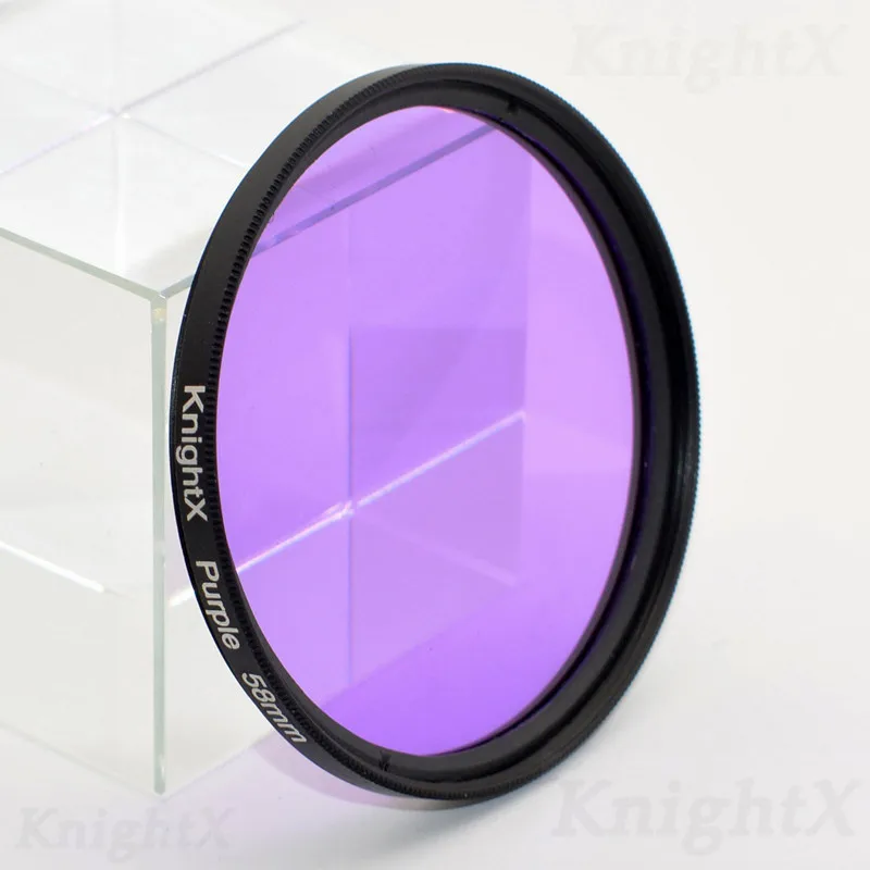 KnightX 24 цветной фильтр UV ND Star для sony nikon canon sony a6000 круговой Градуированный фото eos Объектив 70d eos 49 52 55 58 67 77 - Цвет: Purple