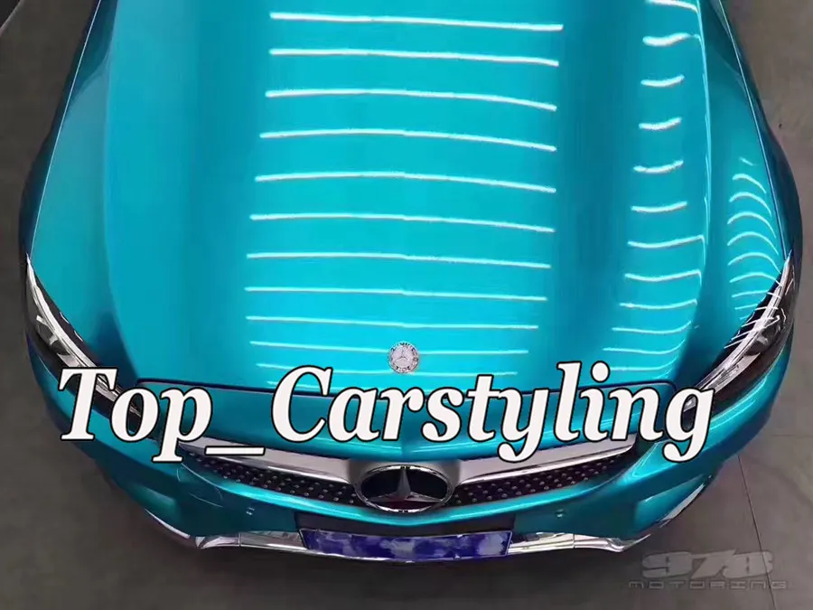 gloss metallic sky blue car wrapping film with air bubble free 3M APA (4)