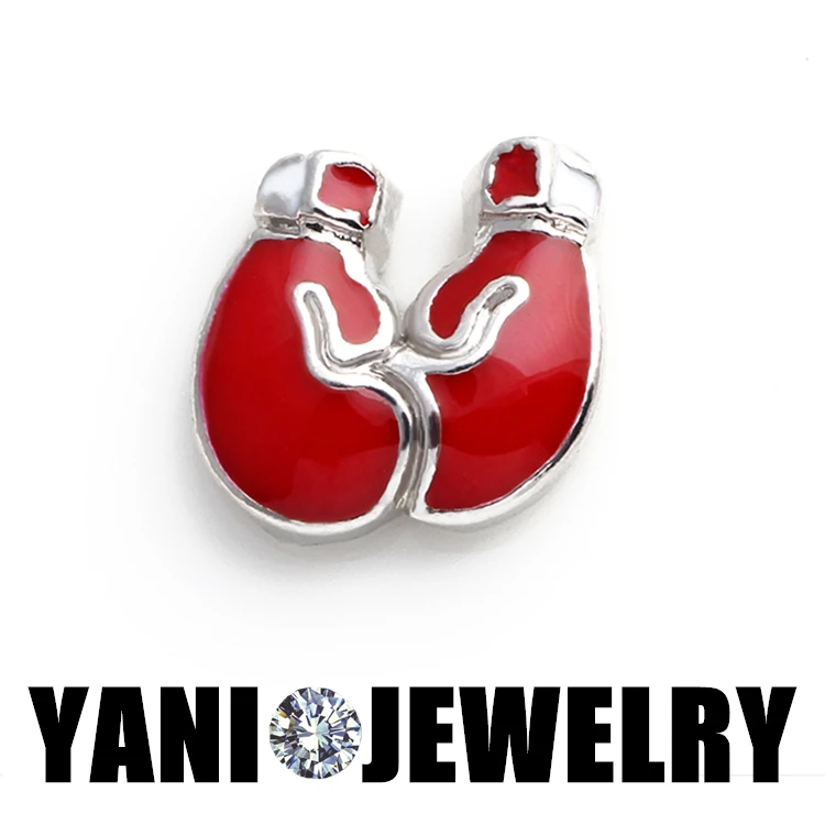 20pcs/lot Boxing Gloves Boxer Floating Charms For Memory Photo Locket