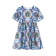 Girls Dress Children New Girls Summer Kids Dresses For Girls Floral A-Line Dress Girl Draped O-Neck Dresses kids girls summer dress red yellow solid color o neck flowers pattern a line knee length regular sleeveless girl dresses 5ds274